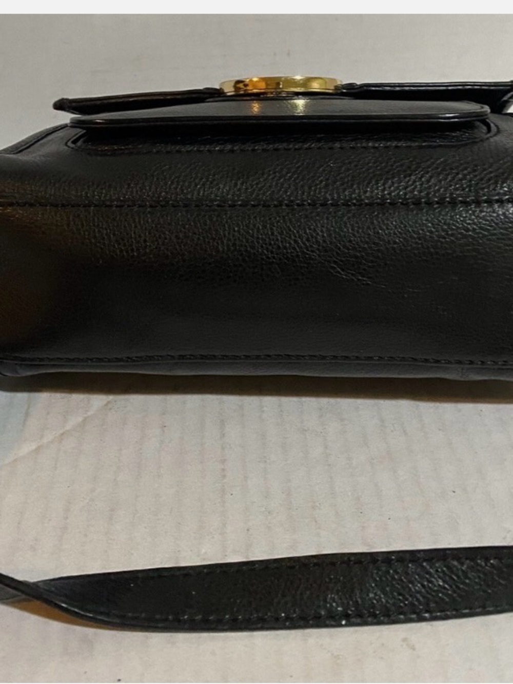 Michael Kors Black Leather Crossbody with Gold MK Emblem - Picture 3 of 4